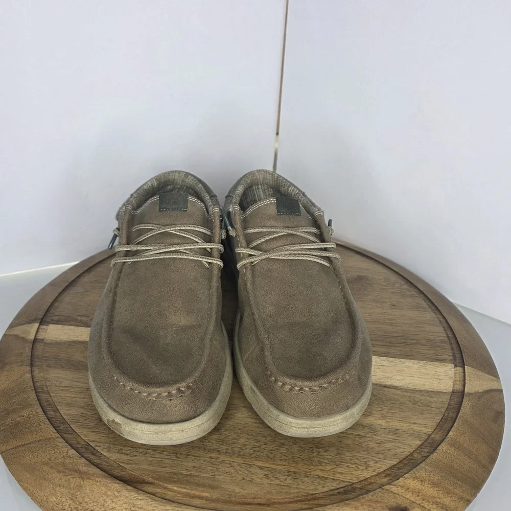 Hey Dude Men's Paul Ultra Grip Nut Tan Leather Size 13 Slip On Comfort Shoes Moc